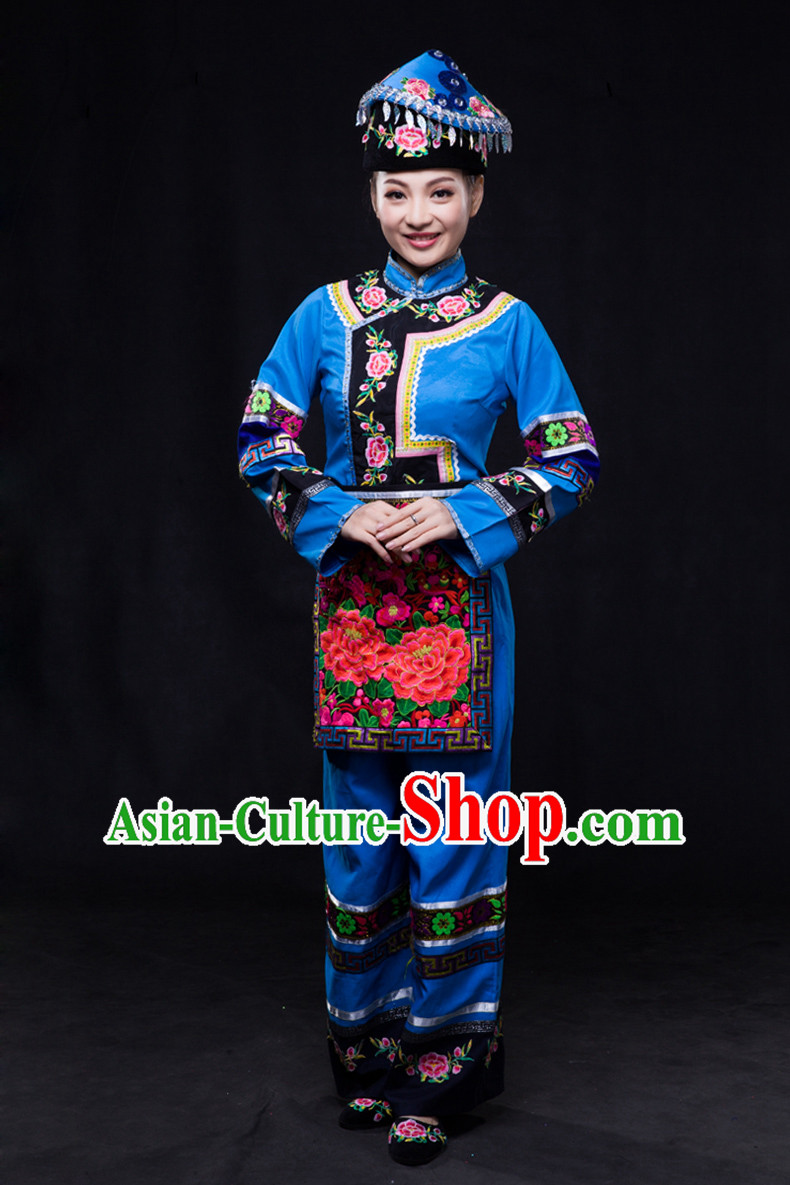 Happy Festival Chinese Minority Dress Miao Uniform Traditional Stage Ethnic National Costume Sale Complete Set