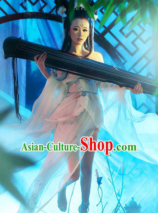 Top Chinese Ancient Guzhuang Hanfu Women's Clothing _ Apparel Chinese Traditional Dress Theater and Reenactment Costumes Complete Set