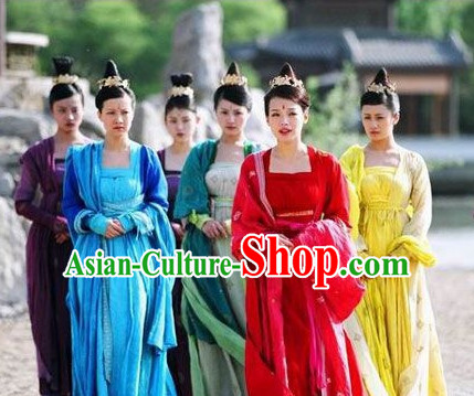Traditional Chinese Stage Dancing Costume Chinese Classical Dance Costumes and Headpieces Complete Set for Women