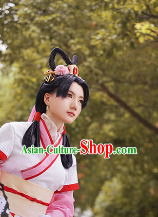 Chinese Ancient Lady Cosplay Handmade Wig and Hair Accessories Set