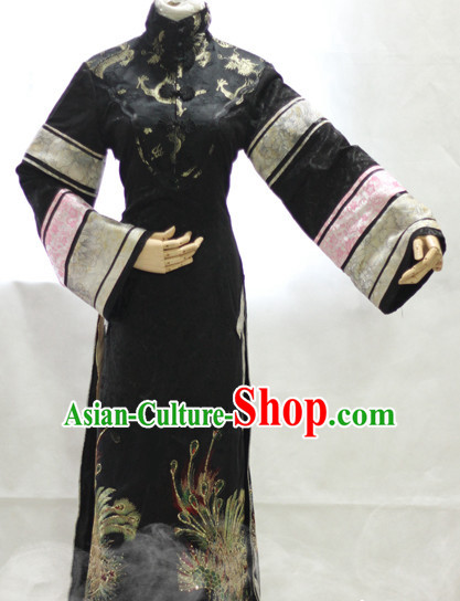 Mandarin Collar Minguo Style Long Robe Hanzhuang Han Fu Han Clothing Traditional Chinese Dress National Nezha Costume Complete Set for Women or Girls