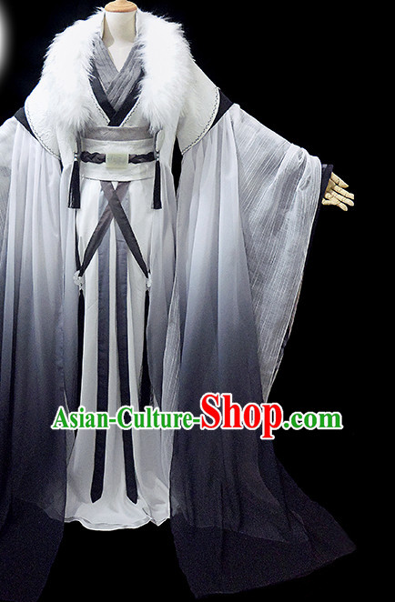 White Black Ancient Chinese Chancellor Garment Hanfu Costumes High Quality Chinese National Costumes Complete Set for Men
