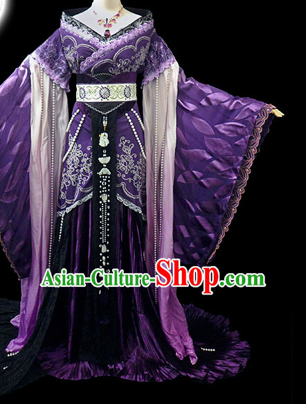 Purple Ancient China Princess Garment Traditional Imperial Queen Costumes High Quality Chinese Empress National Costumes and Accessories Complete Set for Women