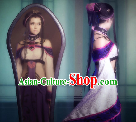 Ancient Chinese Sexy Hanfu National Costumes and Headpieces Complete Set for Women