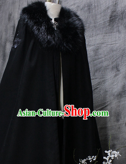 Black Chinese Classical Emperor Imperial Robe Cosplay Clothes Hanfu Han Fu Mantle Cape for Men