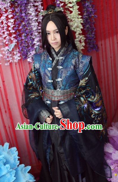 Top Chinese Ancient Artist Dresses Theater and Reenactment Costumes Complete Set for Men