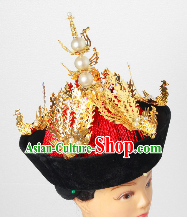 Handmade Qing Dynasty Chinese Empress Queen Imperial Phoenix Hat for Women