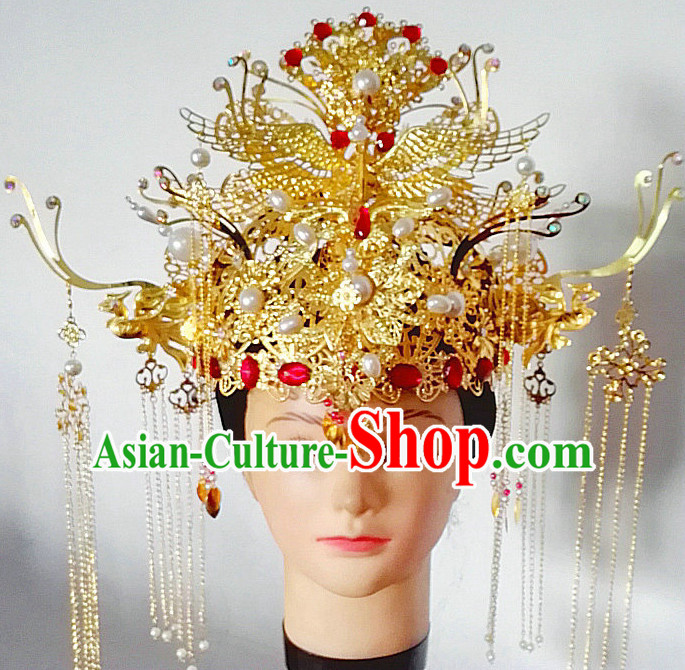 Handmade Chinese Empress Queen Imperial Wedding Bridal Phoenix Hat for Brides