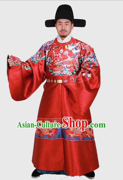 Ming Dynasty Clothes Men Chinese Emperor Ming Dynasty Han Fu Costumes Men Clothing Male Costume and Hat Complete Set