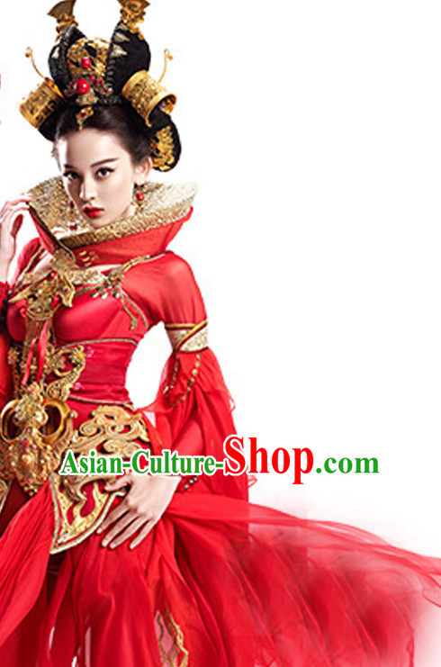 Traditional Chinese Princess Cosplay Costumes and Hair Ornaments Complete Set