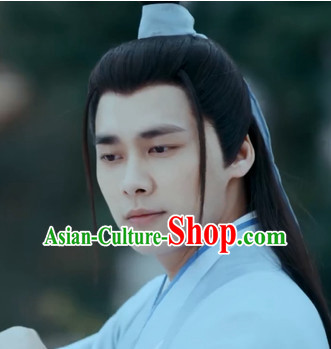 Chinese Ancient Hero Long Black Wigs