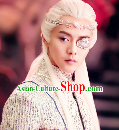 Chinese Ancient Male Long White Wigs