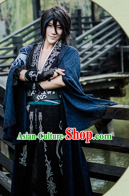 Chinese Swordsman Hanfu Robe Knight Clothing Handmade Bjd Dress Opera Costume Drama Costumes Complete Set