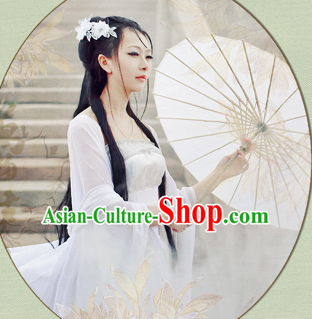 Chinese White Hanfu Fairy Robe Clothing Handmade Bjd Dress Opera Costume Drama Costumes Complete Set