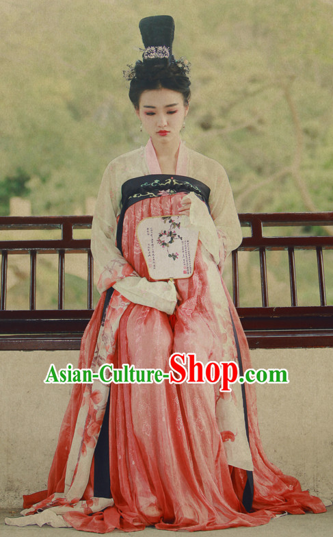 Chinese Ancient Tang Dynasty Ruqun Clothing Han Fu Suit Complete Set for Women