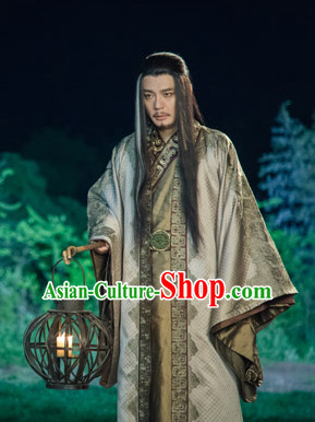 Chinese Ancient Swordsman Kung Fu Master Costumes Complete Set for Men