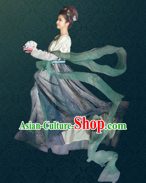Chinese Traditional Tang Dynasty Royal Stage Hanfu Hanbok Kimono Costume Dresses Costume Ancient Garment Complete Set