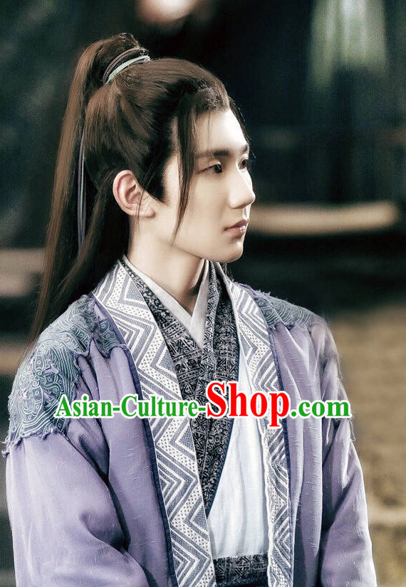 Chinese Ancient Men Long Black Wigs