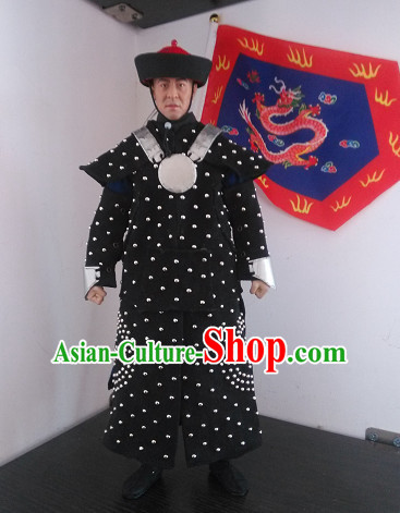 Chinese Classical Qing General Body Armor Hanfu Dress Gown Costumes Ancient Costume Clothing Complete Set