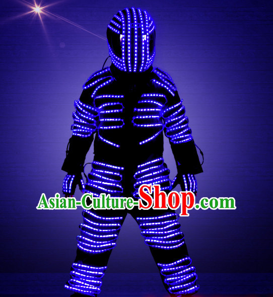 Robot Fancy Costume LED Lights Costumes Dancing Costume and Helmet Complete Set for Kids Adults Men Boys