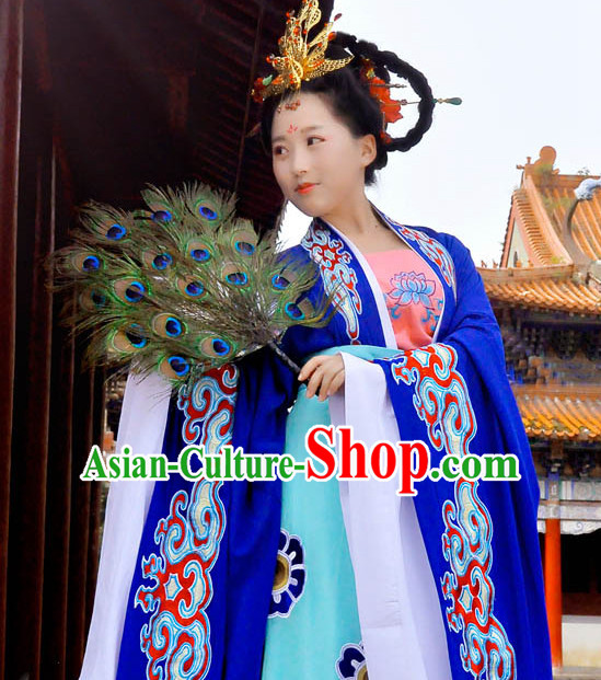 Ancient Chinese Royal Tang Dynasty Dresses Hanfu Classical Dress National Ceremonial Costumes Clothing and Headpieces Complete Set