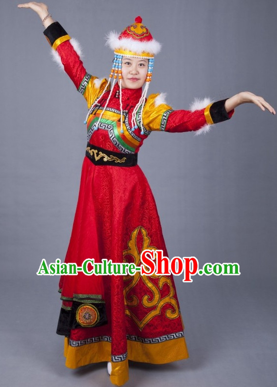 Chinese Mongolian Minority Mongol Princess Dress Mongolia Minority Dresses Ethnic Mongolian Costume Complete Set for Women