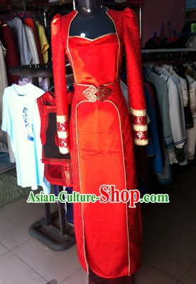 Chinese Mongolian Minority Mongol Women and Men Dress Mongolia Minority Dresses Ethnic Mongolian Costume Complete Set