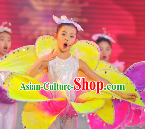 Chinese Stage Dance Costume Dance Costumes Fan Dance Umbrella Ribbon Fans Dance Fan Water Sleeve Costume for Women or Children