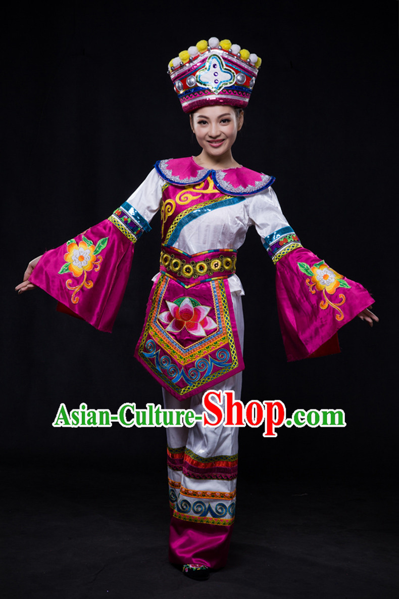 Chinese Minority Women Dresses Ethnic Clothing Minority Dance Costume Minority Dress Complete Set for Women