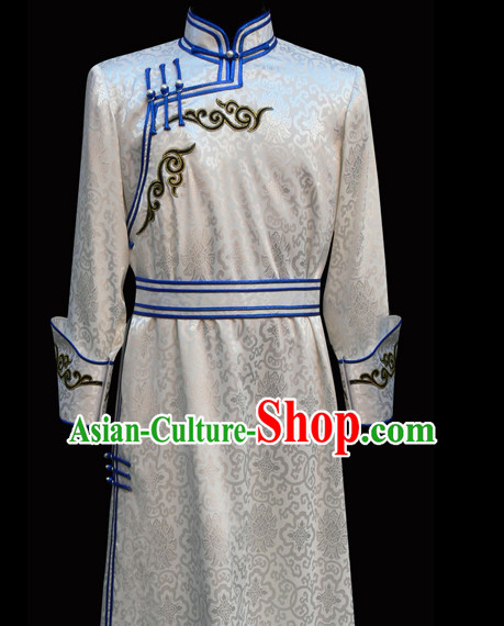 Asian Mongolian Minority Emperor Mongol Long Robe Mongolia Prince Clothing Ethnic Traditional Costumes Complete Set
