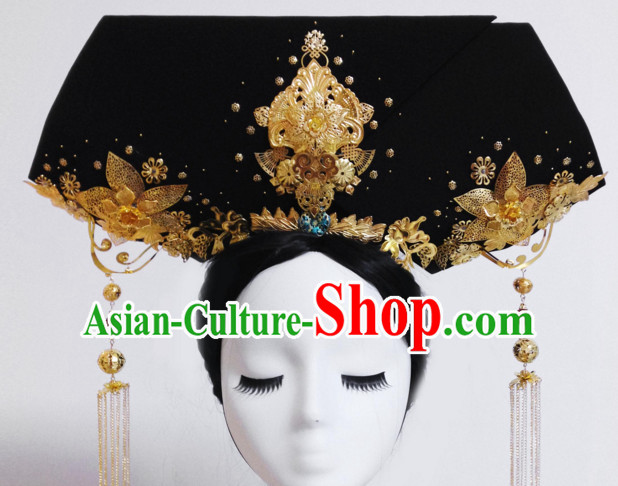 Chinese Traditional Qing Empress Headwear Princess Headdress Imperial Hairpiece Palace Hair Ornaments Royal Head Pieces Set