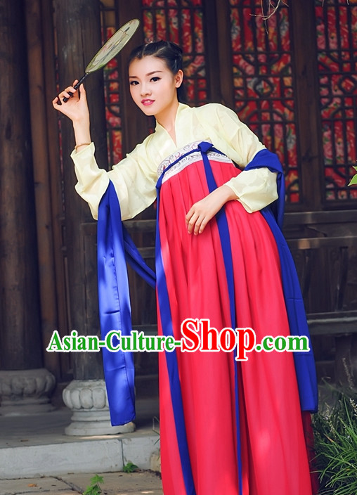 Ancient Chinese Tang Dynasty Dresses Hanfu Wedding Dress Hanbok Kimono Complete Set for Women