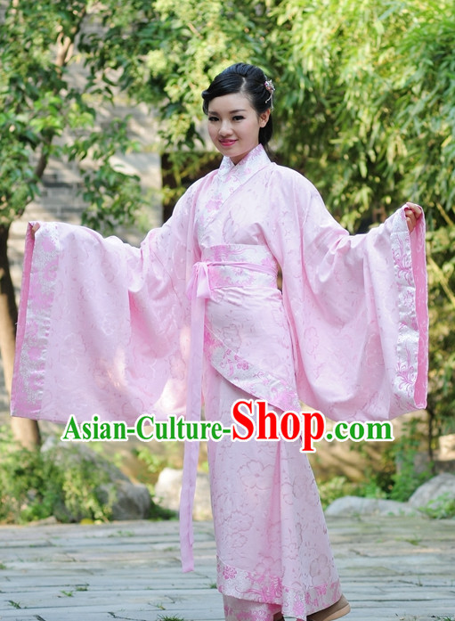 Pink Ancient Chinese Han Dynasty Dresses Hanfu Wedding Dress Hanbok Kimono Complete Set for Women
