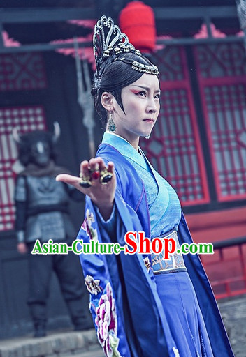 Top Chinese Ancient Tie Shan Princess Costumes and Headwear Complete Set for Women