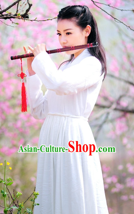 White Traditional Chinese Stage Hanfu Costume Opera Historical Dress Complete Set for Women Girls
