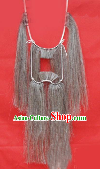 Chinese Ancient Opera Old Men Long Wig Beard, Traditional Chinese Beijing Opera Props Mustache