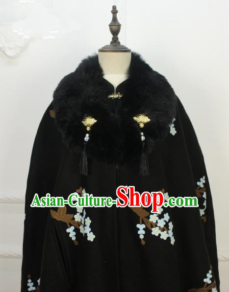 Traditional Classic Women Clothing, Traditional Classic Chinese Han Dynasty Woolen Cloak, Chinese Ancient Style Hanfu Embroidered Wool Cape for Women