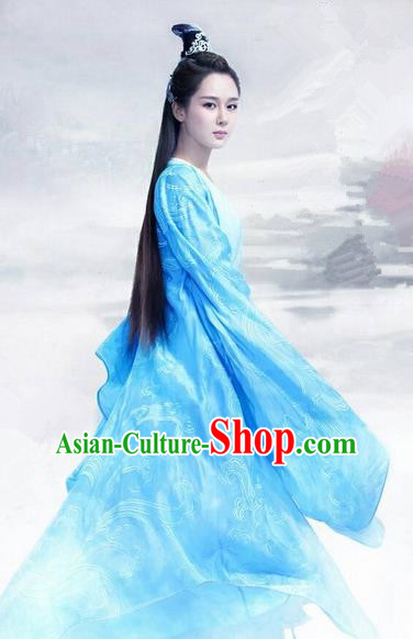 Traditional Chinese Ancient Heroine Fairy Costumes, Ancient Chinese Cosplay Swordswomen Knight Costume Complete Set for Women
