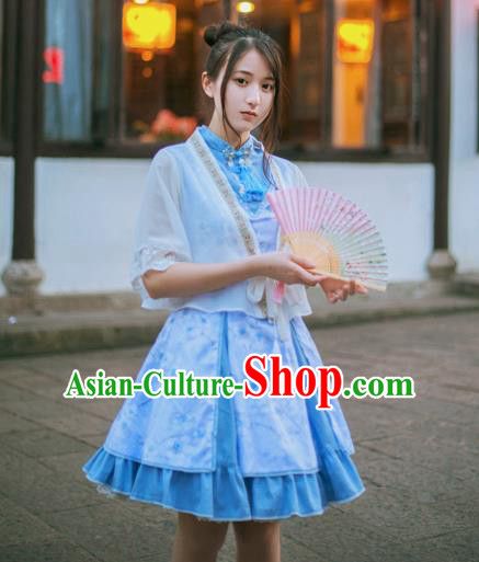 Traditional Classic Chinese Elegant Women Costume One-Piece Sakura Dress, Restoring Ancient Princess Stand Collar Dress for Women