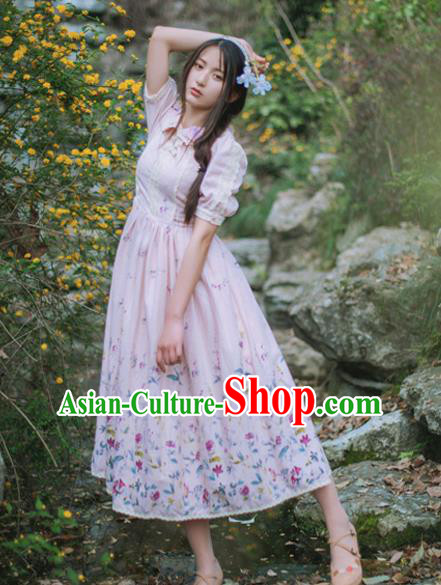 Traditional Classic Elegant Women Costume Signature Cotton One-Piece Dress, Restoring Ancient Signature Cotton Long Dress for Women