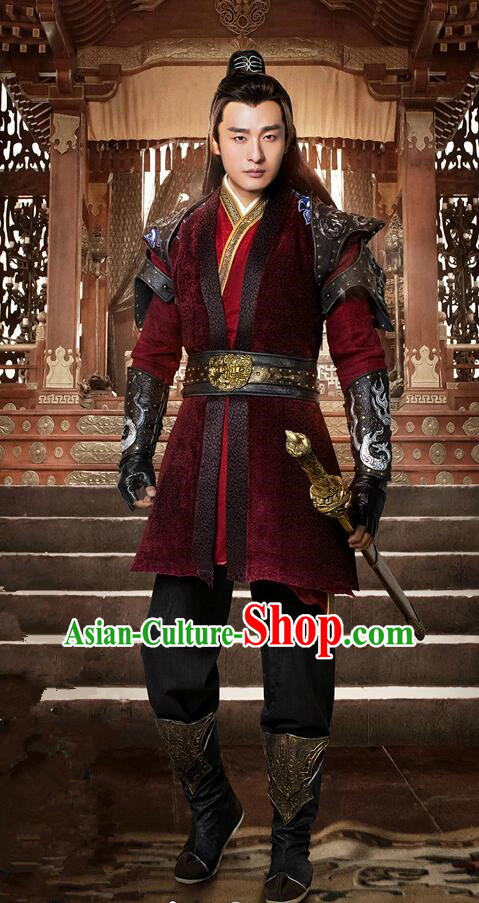 Traditional Chinese Ancient Men Costumes, Ancient Chinese Cosplay General Swordsmen Knight Costume Armour Complete Set for Men