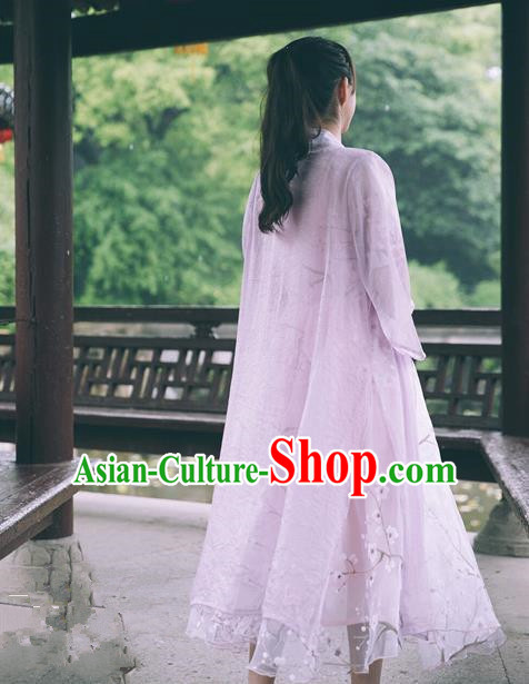 Traditional Chinese Costume Smock China Hanfu BeiZi Modified Long Dress for Women