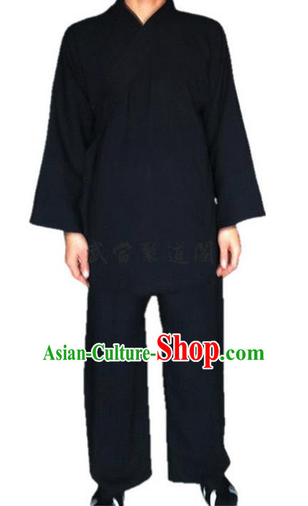 Traditional Chinese Wudang Uniform Taoist Uniform Cotton Priest Frock Complete Set Kungfu Kung Fu Clothing Clothes Pants Slant Opening Shirt Supplies Wu Gong Outfits, Chinese Tang Suit Wushu Clothing Tai Chi Suits Uniforms for Men