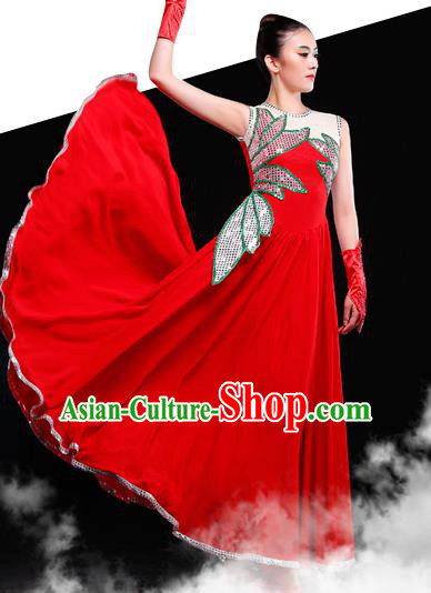 Traditional Spanish Classical Bullfighting Dance Clothing, Red Opening Dancing Costume Chorus Suits, Waltz Dance Costume for Women