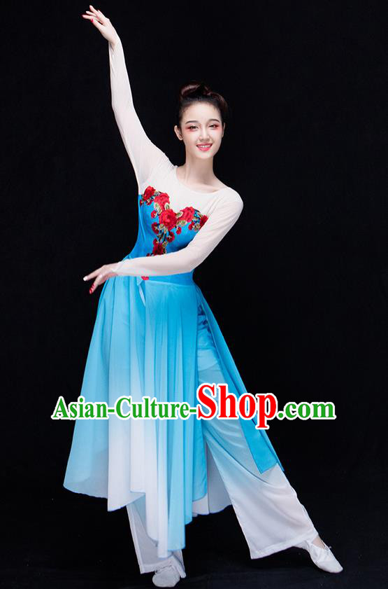 Traditional Chinese Classical Yangko Jasmine Flower Dance Dress, Yangge Fan Dancing Costume Umbrella Dance Suits, Folk Dance Yangko Costume for Women