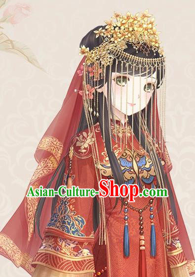 Traditional Chinese Wedding Jewelry Accessories Traditional Xiuhe Suits Wedding Bride Phoenix Headwear Wedding Hairpin Ancient Chinese Tassel Harpins for Women