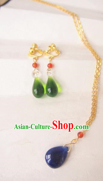 Traditional Chinese Ancient Jewelry Accessories, Ancient Chinese Imperial Princess Necklace and Earrings Complete Set for Women