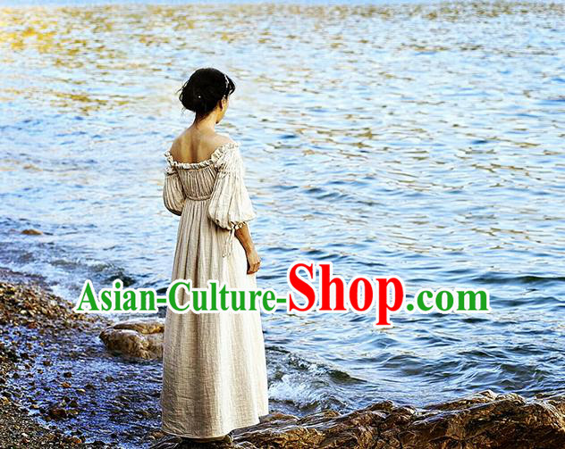 Traditional Classic Women Clothing, Traditional Classic Elegant Double Yarn Brought Restoring Boat Neck Even Garment Skirt
