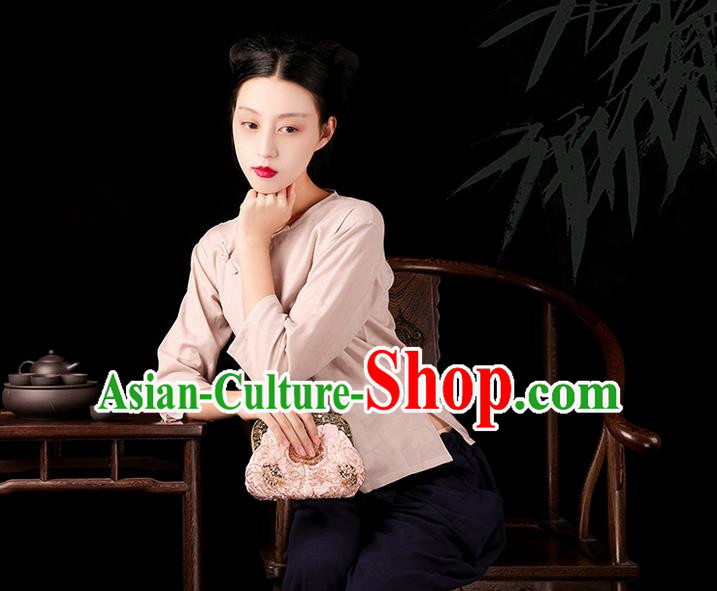 Traditional Classic Women Costumes, Traditional Chinese Cotton Comfortable Hanfu Plate Buttons Buckle Jacket Small Unlined Upper Garment