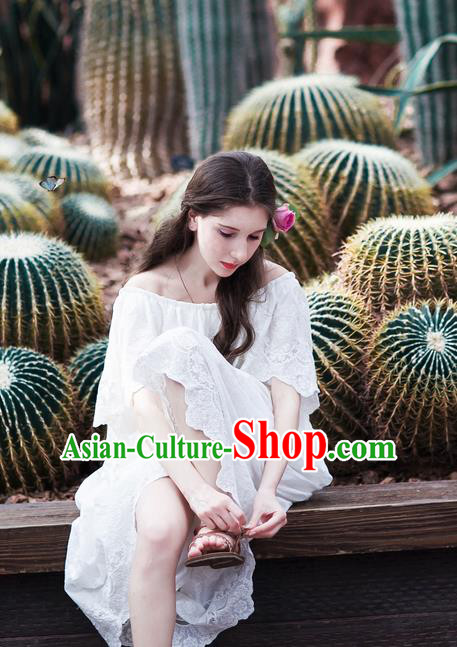 Traditional Classic Women Costumes, Traditional Classic Cotton Whole Body Delicate Embroidery Lace Dress Restoring Long Skirts